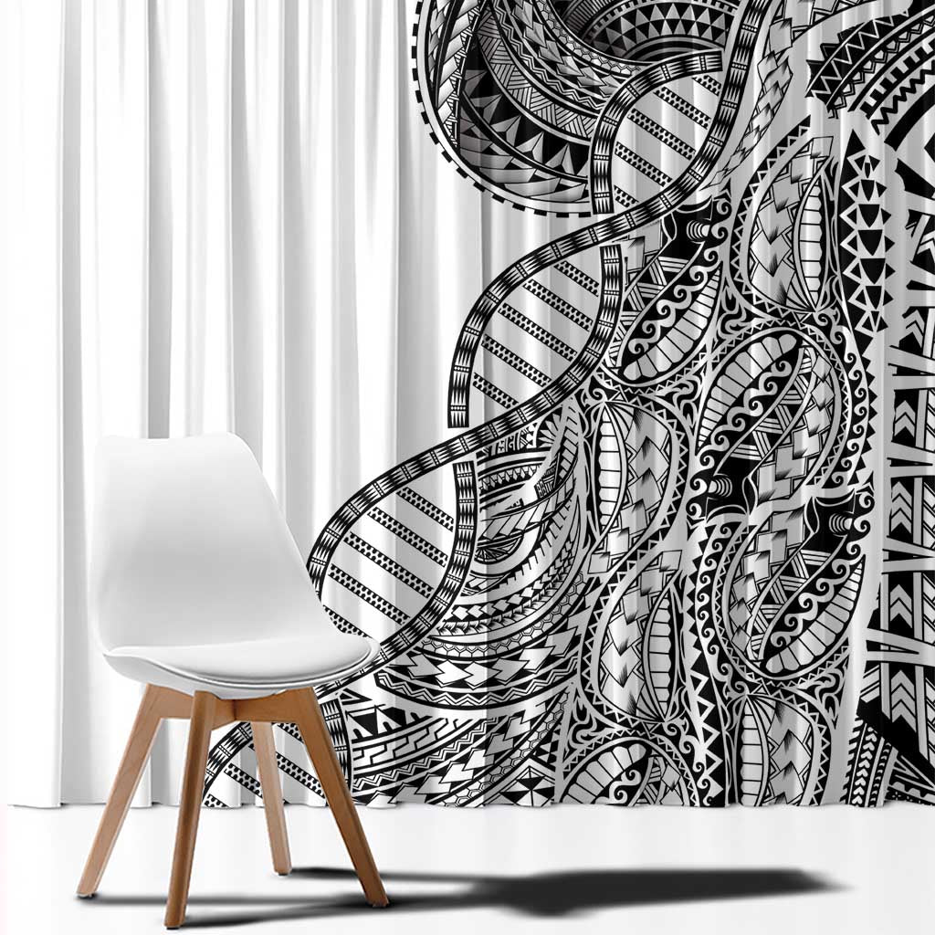 Samoan DNA Art Tattoo Window Curtain Polynesian Pattern White Color LT03 - Polynesian Pride