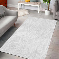 Samoan DNA Art Tattoo Area Rug Polynesian Pattern All White LT03 - Polynesian Pride