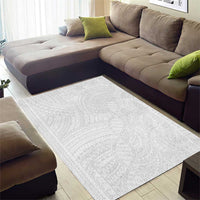 Samoan DNA Art Tattoo Area Rug Polynesian Pattern All White LT03 - Polynesian Pride