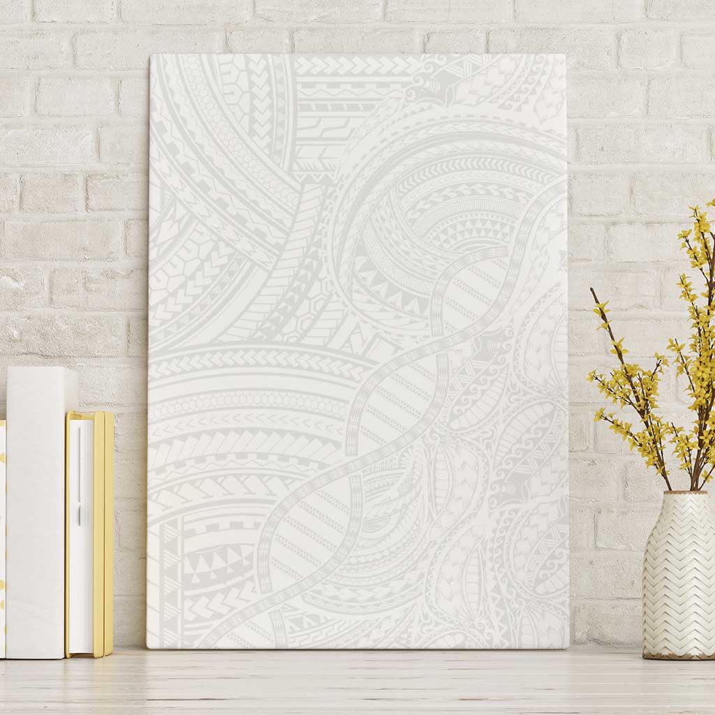 Samoan DNA Art Tattoo Canvas Wall Art Polynesian Pattern All White LT03 Without Frame White - Polynesian Pride