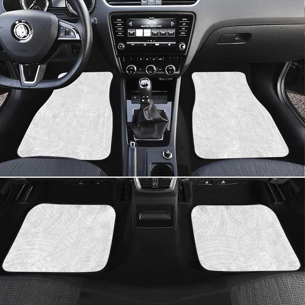 Samoan DNA Art Tattoo Car Mats Polynesian Pattern All White LT03 Set 4pcs White - Polynesian Pride