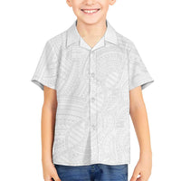 Samoan DNA Art Tattoo Kid Hawaiian Shirt Polynesian Pattern All White LT03 Kid White - Polynesian Pride