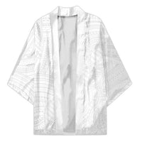 Samoan DNA Art Tattoo Kimono Polynesian Pattern All White LT03 Unisex White - Polynesian Pride