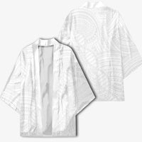 Samoan DNA Art Tattoo Kimono Polynesian Pattern All White LT03 - Polynesian Pride