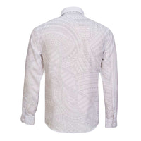 Samoan DNA Art Tattoo Long Sleeve Button Shirt Polynesian Pattern All White LT03 - Polynesian Pride