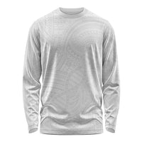Samoan DNA Art Tattoo Long Sleeve Shirt Polynesian Pattern All White LT03 Unisex White - Polynesian Pride