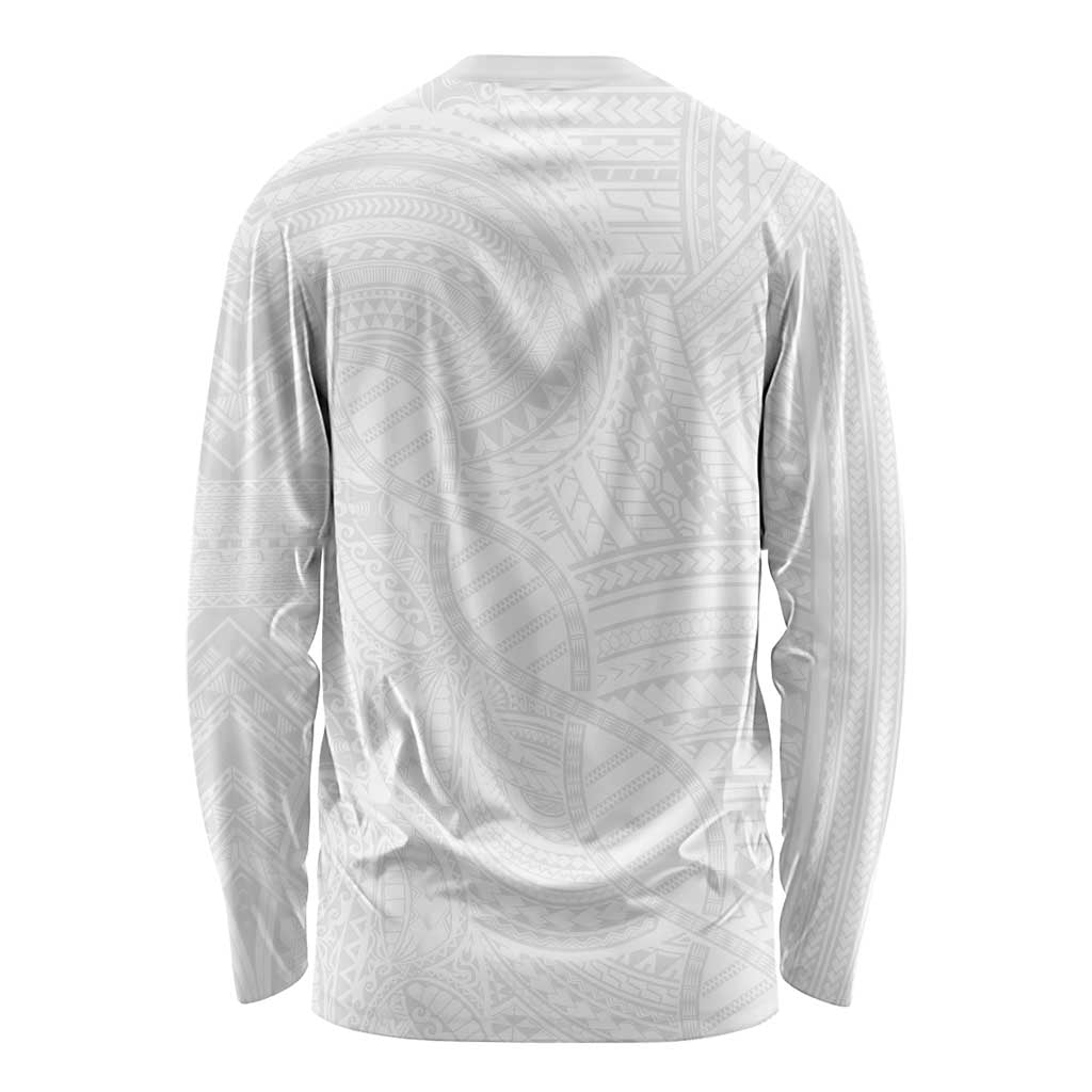 Samoan DNA Art Tattoo Long Sleeve Shirt Polynesian Pattern All White LT03 - Polynesian Pride