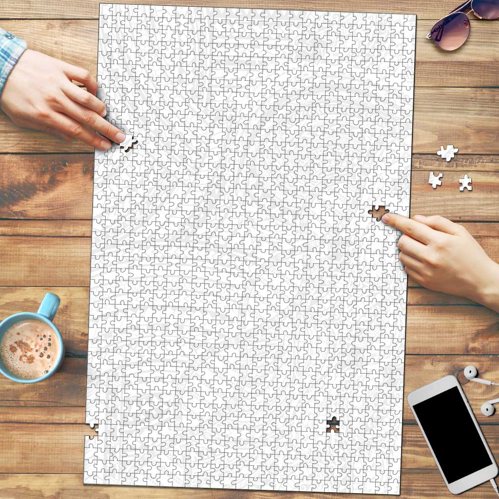 Samoan DNA Art Tattoo Puzzle Polynesian Pattern All White LT03 White - Polynesian Pride