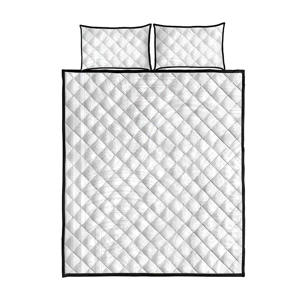 Samoan DNA Art Tattoo Quilt Bed Set Polynesian Pattern All White LT03 - Polynesian Pride