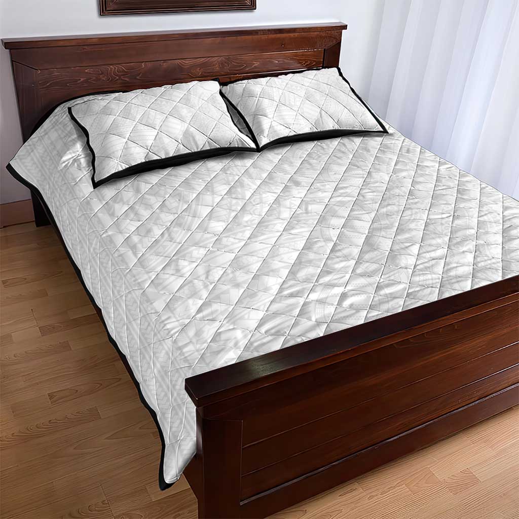 Samoan DNA Art Tattoo Quilt Bed Set Polynesian Pattern All White LT03 - Polynesian Pride