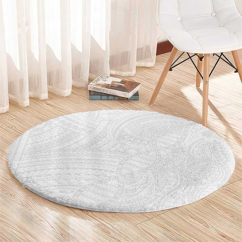 Samoan DNA Art Tattoo Round Carpet Polynesian Pattern All White LT03 - Polynesian Pride