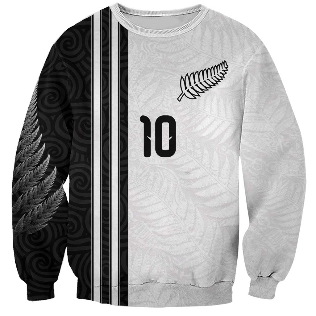 Custom New Zealand Football Sweatshirt Silver Fern and Maori Tribal Black White Half Sporty Style LT03 Unisex Multicolor - Polynesian Pride