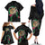 Hawaii Pikake and Maile Lei Family Matching Off The Shoulder Long Sleeve Dress and Hawaiian Shirt Honu Polynesian Pattern Black Color