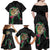 Hawaii Pikake and Maile Lei Family Matching Off Shoulder Maxi Dress and Hawaiian Shirt Honu Polynesian Pattern Black Color