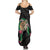 Hawaii Pikake and Maile Lei Family Matching Summer Maxi Dress and Hawaiian Shirt Honu Polynesian Pattern Black Color