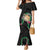 Hawaii Pikake and Maile Lei Mermaid Dress Honu Polynesian Pattern Black Color