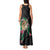 Hawaii Pikake and Maile Lei Tank Maxi Dress Honu Polynesian Pattern Black Color