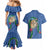 Hawaii Pikake and Maile Lei Couples Matching Mermaid Dress and Hawaiian Shirt Honu Polynesian Pattern Blue Color