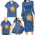 Hawaii Pikake and Maile Lei Family Matching Long Sleeve Bodycon Dress and Hawaiian Shirt Honu Polynesian Pattern Blue Color