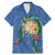 Hawaii Pikake and Maile Lei Family Matching Mermaid Dress and Hawaiian Shirt Honu Polynesian Pattern Blue Color