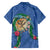 Hawaii Pikake and Maile Lei Family Matching Puletasi and Hawaiian Shirt Honu Polynesian Pattern Blue Color