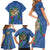 Hawaii Pikake and Maile Lei Family Matching Short Sleeve Bodycon Dress and Hawaiian Shirt Honu Polynesian Pattern Blue Color