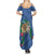 Hawaii Pikake and Maile Lei Family Matching Summer Maxi Dress and Hawaiian Shirt Honu Polynesian Pattern Blue Color