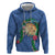 Hawaii Pikake and Maile Lei Hoodie Honu Polynesian Pattern Blue Color