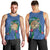 Hawaii Pikake and Maile Lei Men Tank Top Honu Polynesian Pattern Blue Color