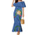 Hawaii Pikake and Maile Lei Mermaid Dress Honu Polynesian Pattern Blue Color