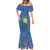 Hawaii Pikake and Maile Lei Mermaid Dress Honu Polynesian Pattern Blue Color