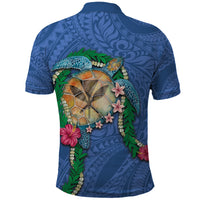 Hawaii Pikake and Maile Lei Polo Shirt Honu Polynesian Pattern Blue Color LT03 - Polynesian Pride