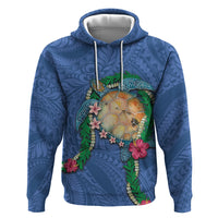Hawaii Pikake and Maile Lei Zip Hoodie Honu Polynesian Pattern Blue Color LT03 Pullover Hoodie Blue - Polynesian Pride