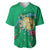 Hawaii Pikake and Maile Lei Baseball Jersey Honu Polynesian Pattern Green Color