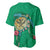 Hawaii Pikake and Maile Lei Baseball Jersey Honu Polynesian Pattern Green Color