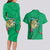 Hawaii Pikake and Maile Lei Couples Matching Long Sleeve Bodycon Dress and Hawaiian Shirt Honu Polynesian Pattern Green Color