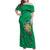 Hawaii Pikake and Maile Lei Family Matching Off Shoulder Maxi Dress and Hawaiian Shirt Honu Polynesian Pattern Green Color