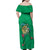 Hawaii Pikake and Maile Lei Family Matching Off Shoulder Maxi Dress and Hawaiian Shirt Honu Polynesian Pattern Green Color