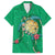 Hawaii Pikake and Maile Lei Family Matching Off Shoulder Short Dress and Hawaiian Shirt Honu Polynesian Pattern Green Color