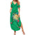 Hawaii Pikake and Maile Lei Family Matching Summer Maxi Dress and Hawaiian Shirt Honu Polynesian Pattern Green Color