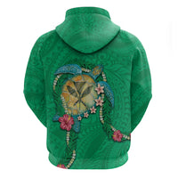Hawaii Pikake and Maile Lei Hoodie Honu Polynesian Pattern Green Color LT03 - Polynesian Pride
