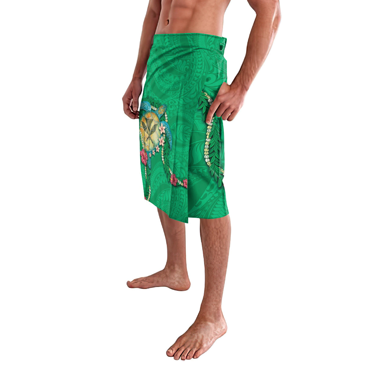 Hawaii Pikake and Maile Lei Lavalava Honu Polynesian Pattern Green Color LT03 - Polynesian Pride