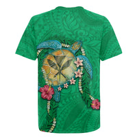 Hawaii Pikake and Maile Lei Rugby Jersey Honu Polynesian Pattern Green Color LT03 - Polynesian Pride