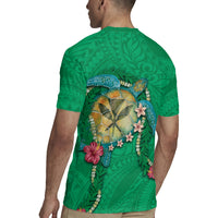 Hawaii Pikake and Maile Lei Rugby Jersey Honu Polynesian Pattern Green Color LT03 - Polynesian Pride