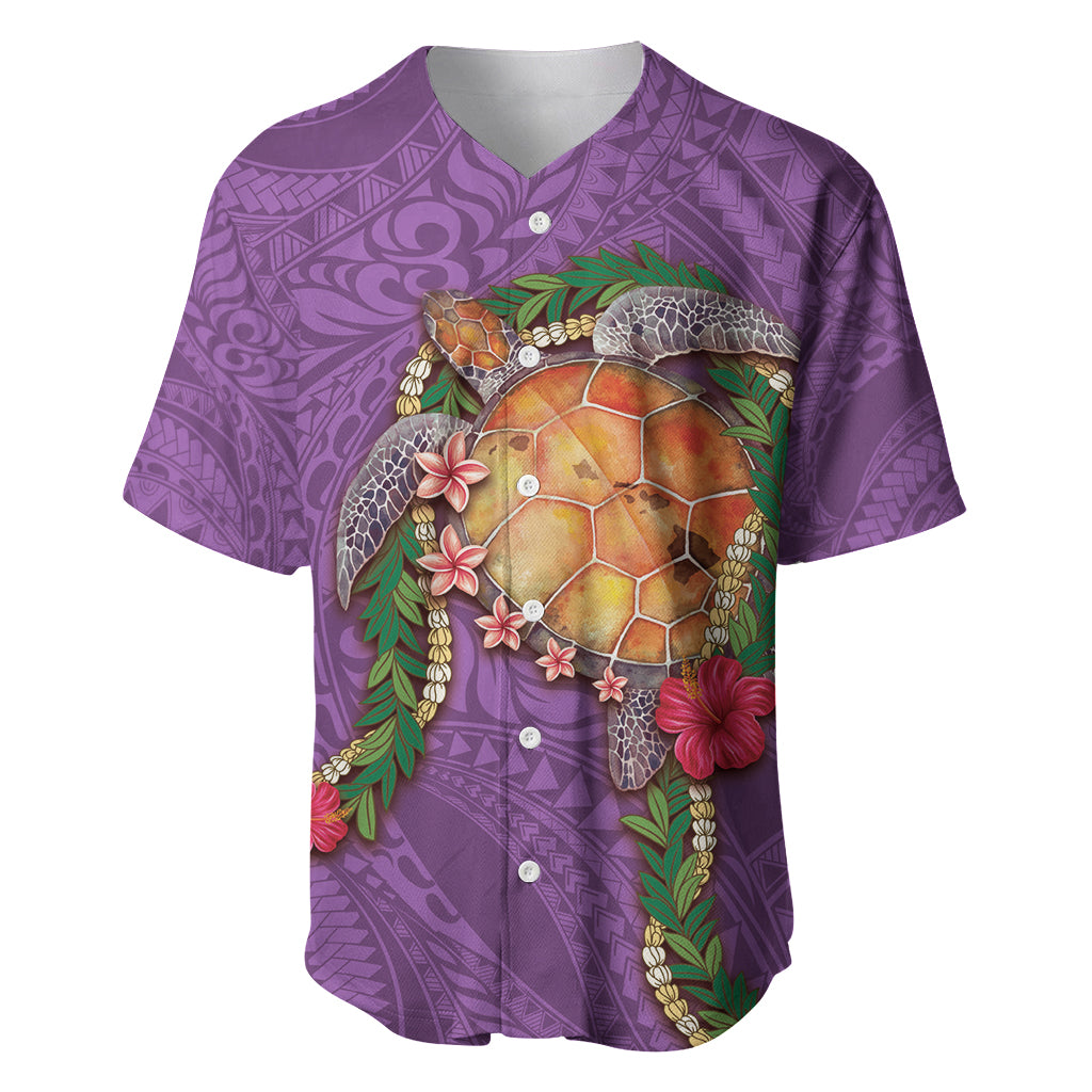 Hawaii Pikake and Maile Lei Baseball Jersey Honu Polynesian Pattern Pink Color LT03 Pink - Polynesian Pride