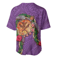 Hawaii Pikake and Maile Lei Baseball Jersey Honu Polynesian Pattern Pink Color LT03 - Polynesian Pride