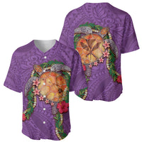 Hawaii Pikake and Maile Lei Baseball Jersey Honu Polynesian Pattern Pink Color LT03 - Polynesian Pride