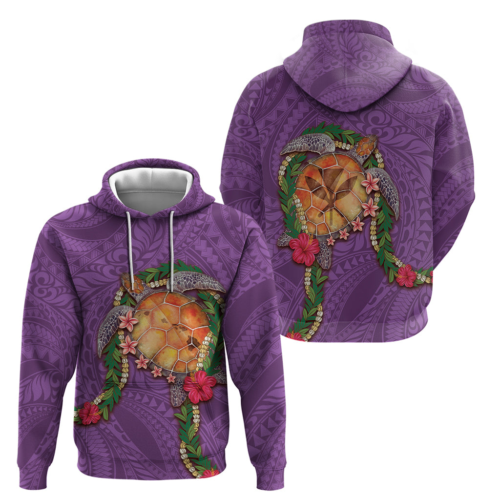 Hawaii Pikake and Maile Lei Hoodie Honu Polynesian Pattern Pink Color LT03 - Polynesian Pride