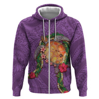 Hawaii Pikake and Maile Lei Hoodie Honu Polynesian Pattern Pink Color LT03 Zip Hoodie Pink - Polynesian Pride