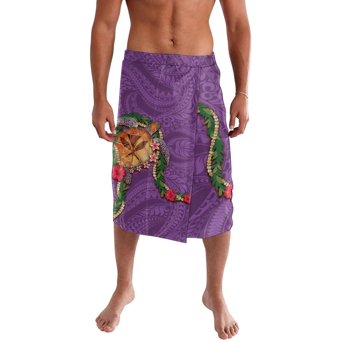Hawaii Pikake and Maile Lei Lavalava Honu Polynesian Pattern Pink Color LT03 Pink - Polynesian Pride